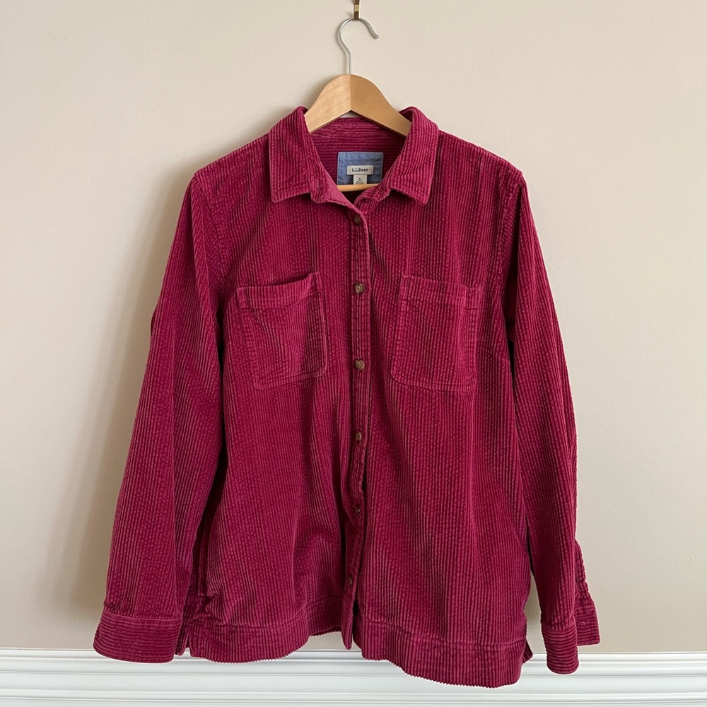 L. L. BEAN raspberry fuchsia corduroy jacket size XL
